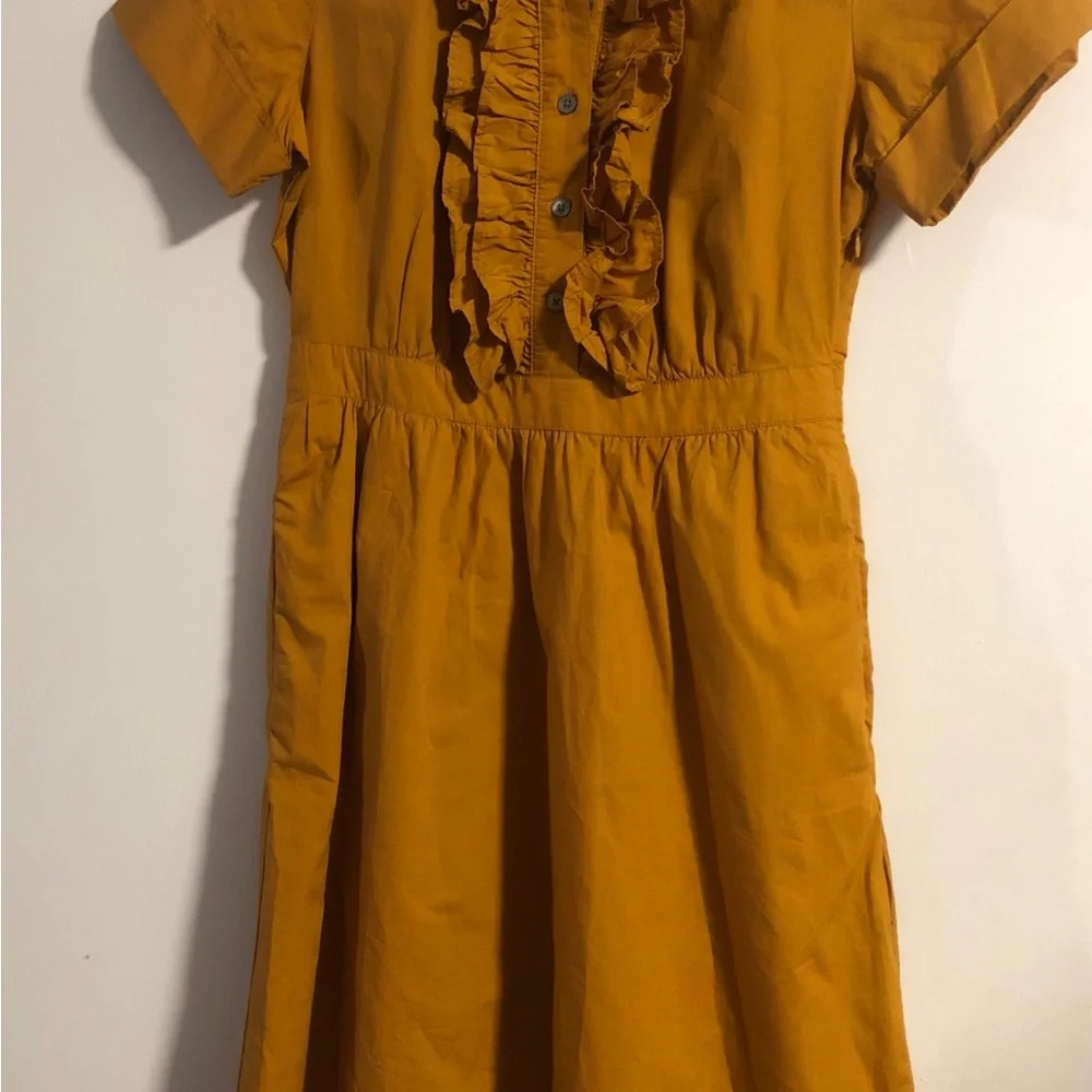 J. Crew Women’s Size 2 Ruffle-Front A-Line Dress With Pockets 100% Cotton